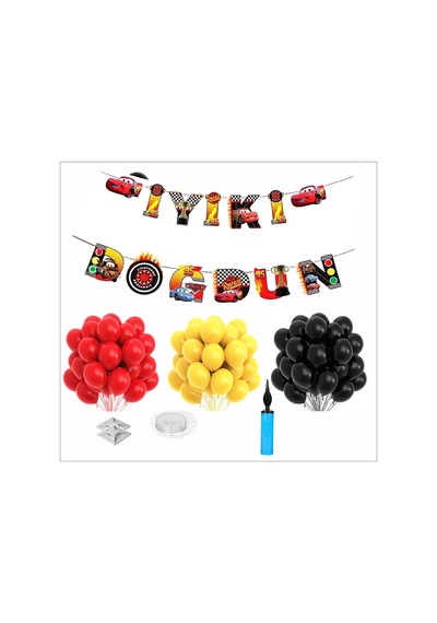 Arabalar Temalı Mega Balon +banner Seti