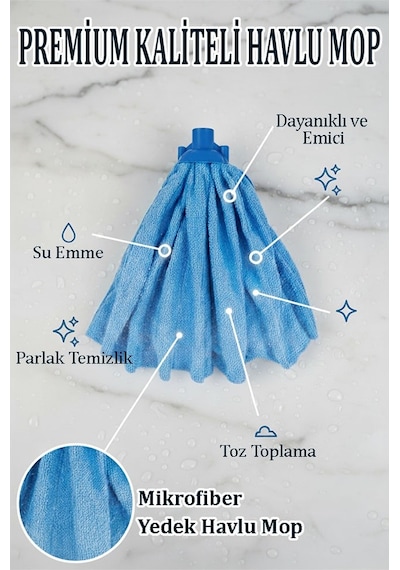 Mikrofiber Mavi Mop Paspas Yedek Ucu 1 Adet Kaliteli Mikrofiber Parke Mermer Seramik Fayans Paspas Laminant Temizlik