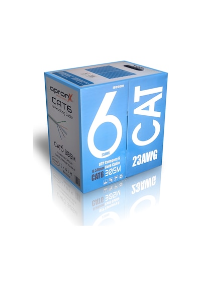 Apronx 305 Metre Cat6 Kablo Gri Renkli 23 AWG 0.50mm UTP Kablo