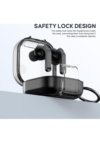 Caseonn Samsung Galaxy Buds 4 Kılıf Stand Özellikli Kilitli Mika Koruma Şeffaf