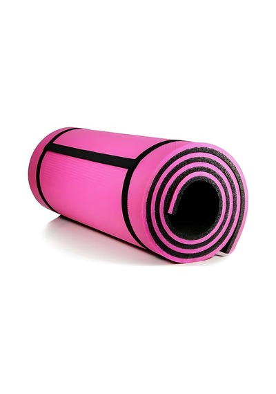 Pilates Spor Matı, Pembe Siyah, Pvc Destekli Eva, Kaymaz Çift Taraflı, 180x60 Cm, 11 Mm Kalınlık Genel