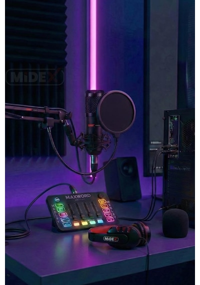 Midex Arcade Pack-1 Medley Ses Kartı Ve Bm-800 Mikrofon Gaming Canlı Yayın Stüdyo Seti