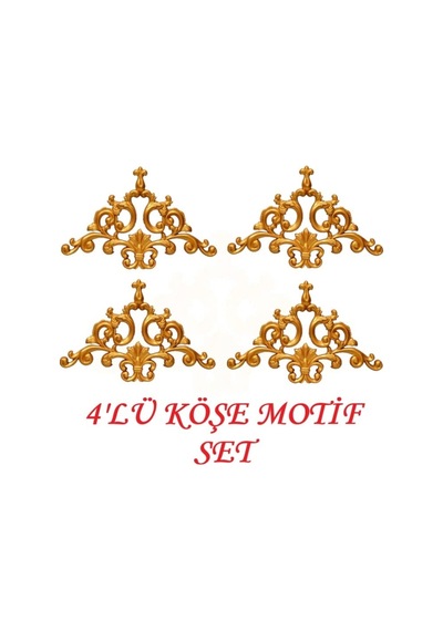 Dekoratif 41 26 Altın Rengi Dgm-24 4'lü Köşe Motifi