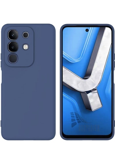 Vivo Y29 Uyumlu Silikon Kılıf - Kamera Korumalı Esnek Pastel Renk Kapak - Lacivert