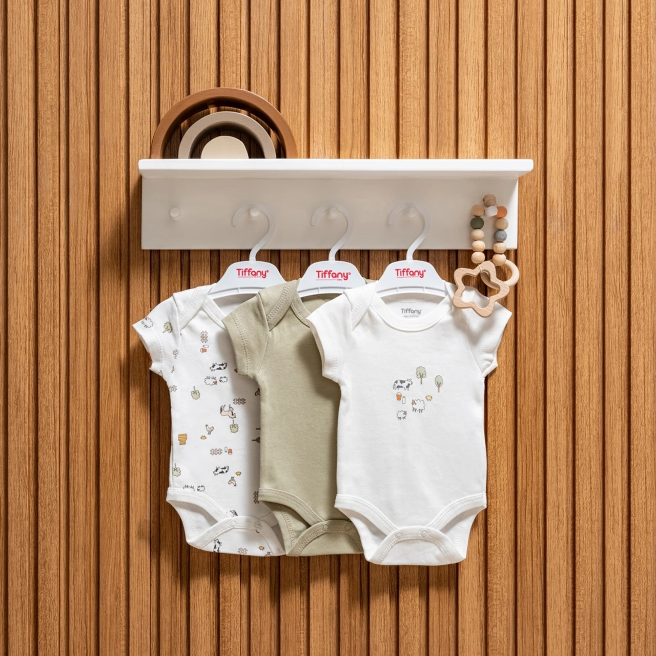 Tiffany Baby & Kids Tiffany Baby Farm Village Theme 3'lü Yarım Kol Body 51008 Ekru