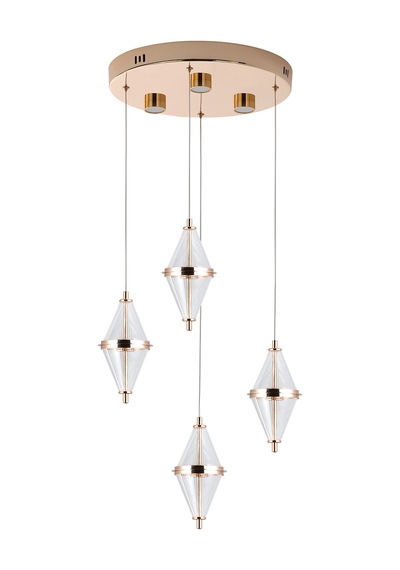 Harold 4'lü 24 Watt Yuvarlak Gold Ledli Modern Salon Avize Gold