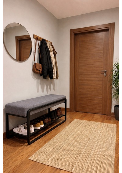 Line Modern Bench Puf 120 Cm - Antre, Giriş Holü , Ofis İçin Şık Dekoratif Bench Gri