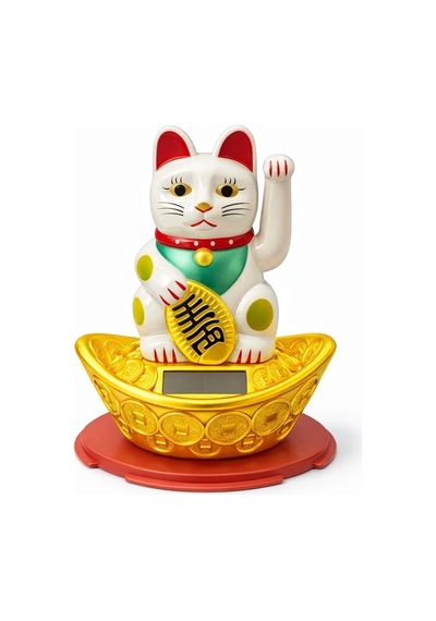 Güneş Enerjili Sallanan Şans Kedisi - Maneki Neko Alk4522 Çok Renkli