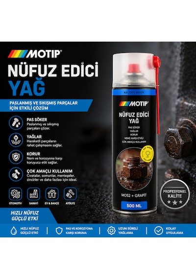Penetrating Oil Yağlama Pas Önleyici Sprey Yağlayıcı Nemi İter Ve Korozyonu 500 Ml 1 Adet