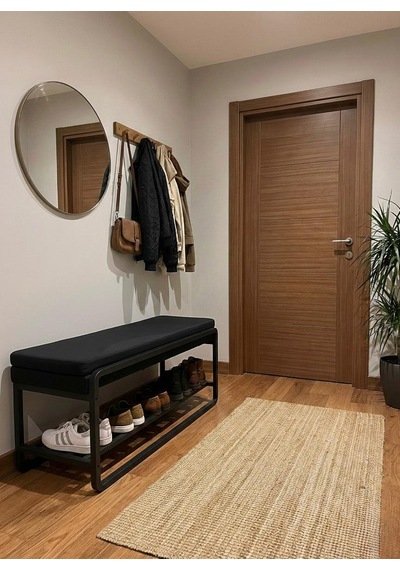 Line Modern Bench Puf 120 Cm - Antre, Giriş Holü , Ofis İçin Şık Dekoratif Bench Siyah
