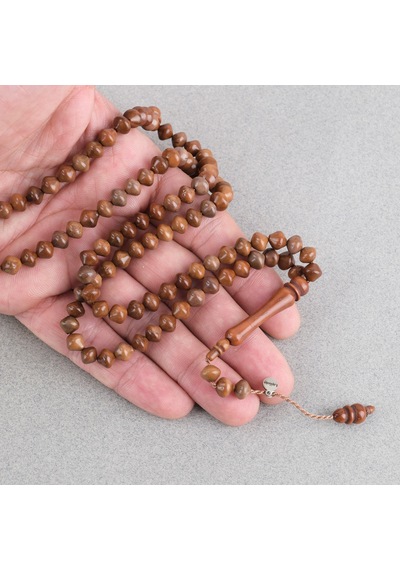 Kuka Orijinal Doğal Lapisdo İmzalı İstanbul Kesim 6x7mm Namaz Tesbihi Kahverengi