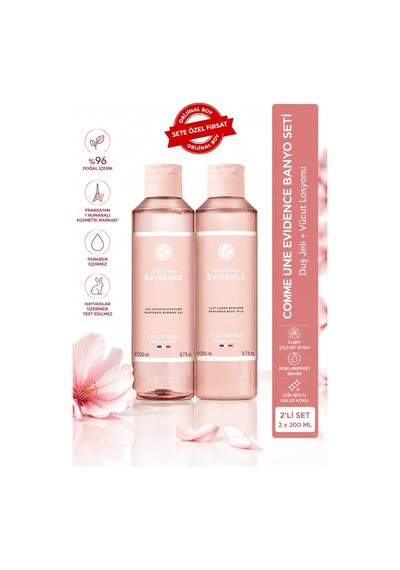 Evidence Isparta Gülü & Paçuli Notalı Kadın Parfümlü Banyo Bakım Seti - 200 Ml + 200 Ml Diğer