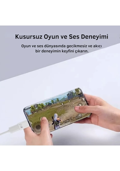 Alfais 6001 Type-c To Lightning 8 Pin Ses Ve Kulaklık Çevirici Dönüştürücü Adaptör Mikrofon