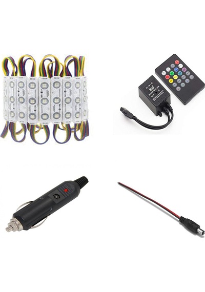 10 Adet Oto Motor Tekne 12 V Sese Duyarlı Rgb Modül Led Çakm