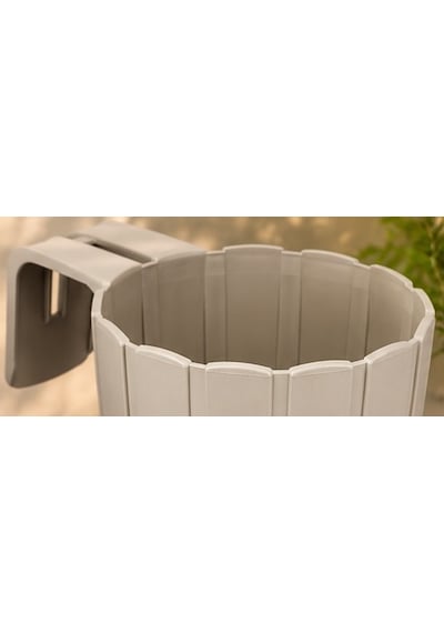 Storeşahin 3d Baskı Askılı Balkon Saksısı Dikey Çizgili Dekoratif Çiçek Ve Aromatik Bitki Saksısı - Bej Shn0720
