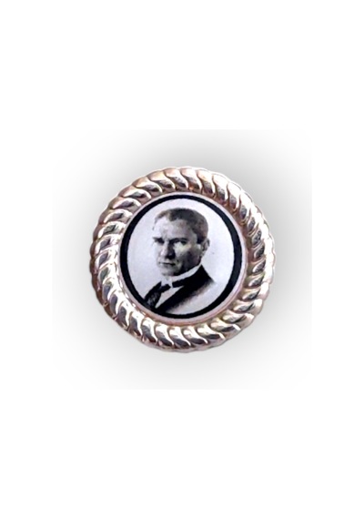 Atatürk Damla Mineli Yaka Rozetii Gümüş