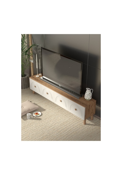 Bohem Tarz 180 Cm 4 Kapaklı Mdf Kapak Tv Ünitesi Ceviz