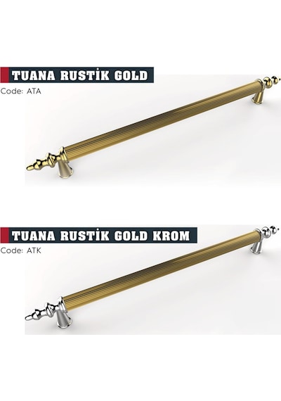 Tuana Rustik Alüminyum Metal Lüks Modern Mobilya Çekmece Mutfak Dolabı Kulpu Altın 224mm Altın-altın
