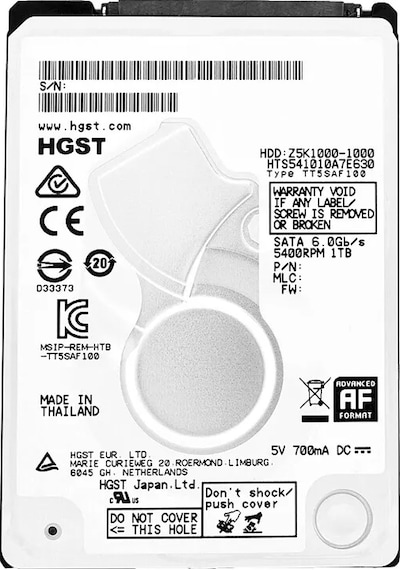 Hgst Z5k1000 2.5" 1 Tb 5400rpm Sata Hard Disk Hts541010a7e630