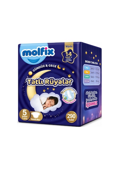 Molfix Tatlı Rüyalar Bebek Bezi 5 Beden 11-18 Kg Junior 290 Adet 5 Numara