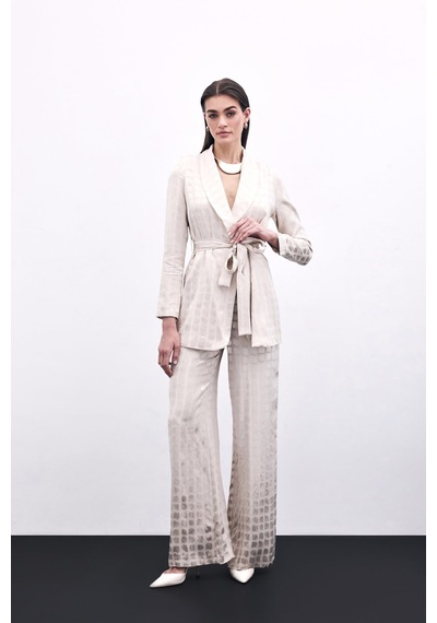 Sateen Bol Paça Pantolon - Bej-135841 Bej