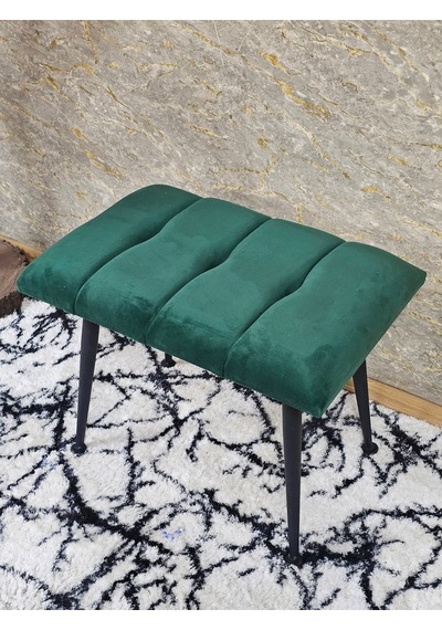 Zafir Siyah Sivriltmel Ayaklı 60 Cm Puf Bench - Puf - Bench - Oturak - Mutfak Oturağı - Antre Oturağı Yeşil