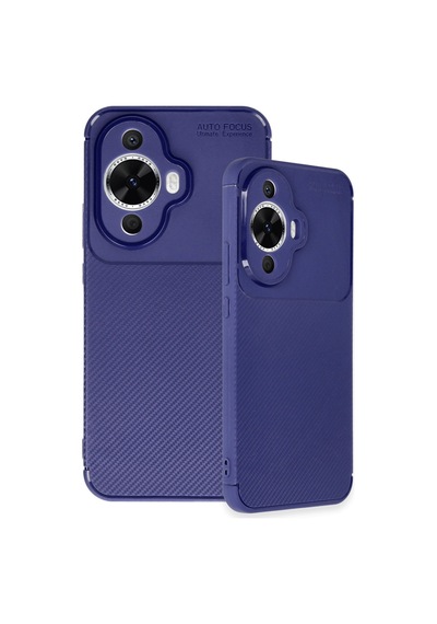 Huawei Nova 12s Uyumlu Kılıf Auto Focus Karbon Kapak - Lacivert