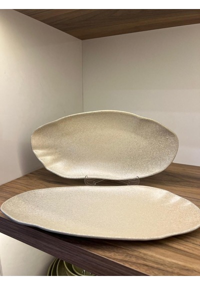 2'li Sahara Tone Dikdörtgen Tabak 36 Cm Yemek/kahvaltı/et/balık/salata/meze Çok Amaçlı Oval Tabak Çok renkli