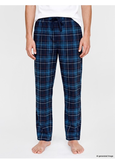 LC Waikiki Lc Waıkıkı Petrol Regular Fit Ekose Erkek Pijama Altı
