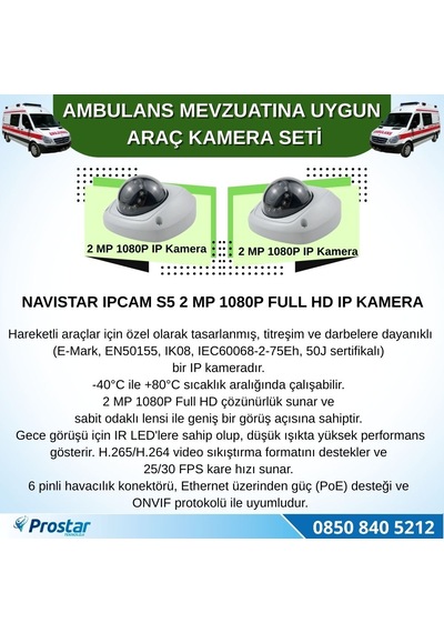 Ambulans Yönetmeliğine Uygun 2 Kameralı 8 Kanal Mobil Nvr 500 Gb Tak Kullan Set