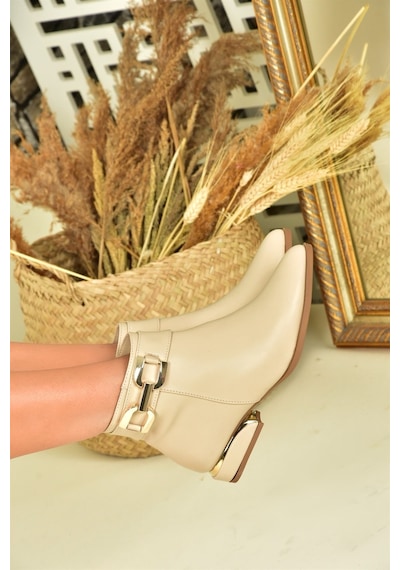 Fox Shoes Ten Alçak Topuklu Günlük Kadın Bot N820001609 Ten-Suni Deri