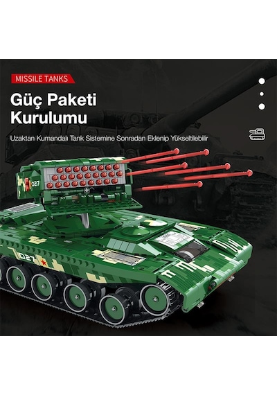 Reobrix 55027 Füze Tank Kumandalı&motorlu Yaratıcı Yapı Blok Seti Building Blocks Missile Tanks - 1449 Parça