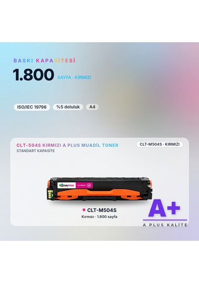 Samsung Clt-m504s Kırmızı Uyumlu Toner A Plus / Clp-415 / Clx-4195 / Xpress C1810 / C1860