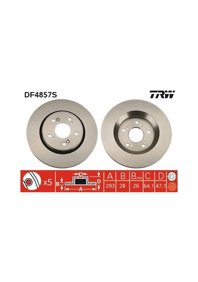 Ön Fren Diski Hava Kanallı Honda Cr-v 2.0l R20a2 Re5 06-12 / 2.2l N22a Ctdi Re6 Dizel 06- / 1.6l N16a2 Re6 İ-dtec Dizel 4x2 13- 293 Çap X 5 Bijon - Adet Disk Fiyatıdır