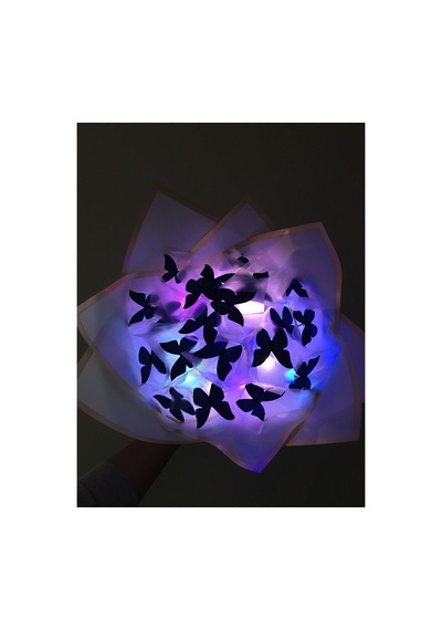 Led Işıklı 20 Li Mavi Kelebek Çiçek Buketi Mavi - 560158724 Mavi