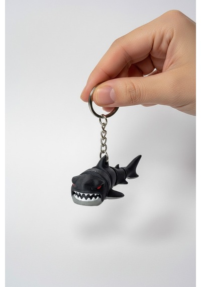 Megalodon Köpekbalığı Figürlü Hareketli Anahtarlık
