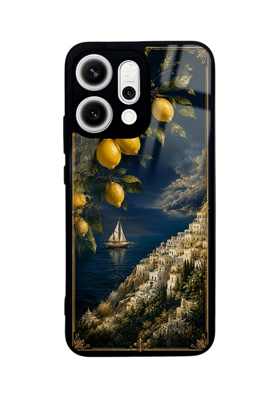 Oppo Reno 14 Lemon Coast Dream Tasarımlı Glossy Telefon Kılıfı Blue