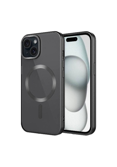 Apple Uyumlu iPhone 15 Plus Kılıf Mat Tasarımlı M-safe Wireless Şarj Özellikli Zore Mat Setro Kapak Siyah