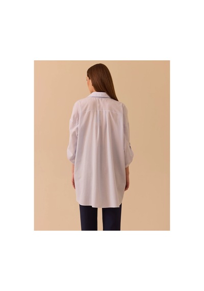 Seçil Oversize Katlanabilir Kollu Gömlek Mavi - 906330245 Mavi