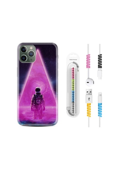 Apple Uyumlu iPhone 11 Pro Max Kılıf Kablo Koruyuculu Astro Purple 1890