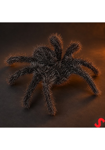Halloween Tüylü Örümcek Süs, 7 Cm - 6 Adet 0-99