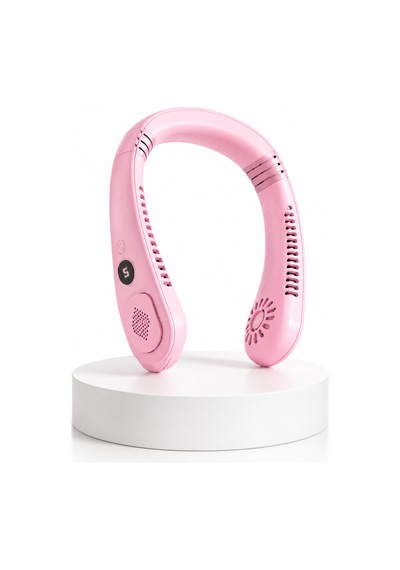 Pembe Boyun Tipi Fan Usb Şarjlı Hafif Tasarım Güçlü Ha Üflemeli Serinletici