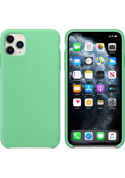 Apple Uyumlu  iPhone 11 Pro Max Altı Açık Liquit Lansman Silikon Mint Yeşil