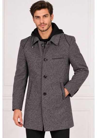 Plt9335 Dewberry Erkek Palto-diagonal Gri