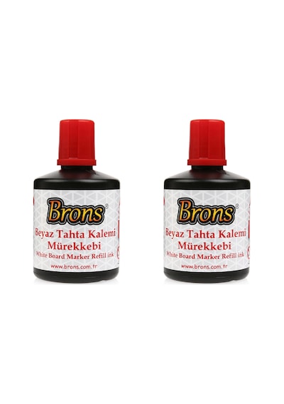 Brons Beyaz Tahta Kalemi Mürekkebi 100 Cc 2 Adet Kırmızı