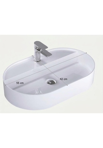 Quarter Bath Smooth Line Tezgah Üstü Lavabo 55x42 Beyaz