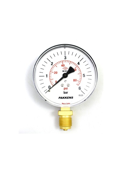 Manometre Pakkens 0-6 Bar 100 Mm Alttan Bağlantılı Kuru Manometre