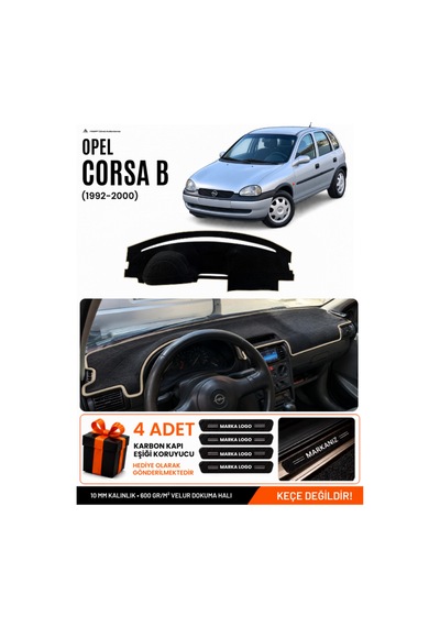 Opel Corsa B 1992-2000 Uyumlu Torpido Koruma, Torpido Örtüsü, Torpido Kılıfı - Siyah Bej