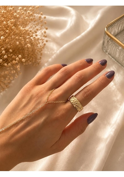 Yaprak Desen Gold Yüzük Çok Renli