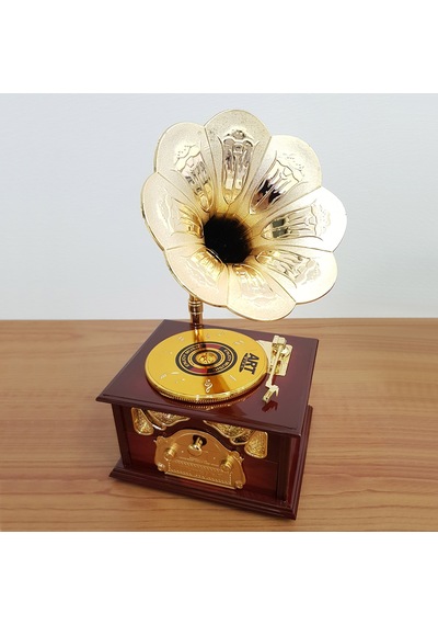 Dekoratif Nostaljik Dönen Plaklı Gramafon Müzik Kutusu hd133